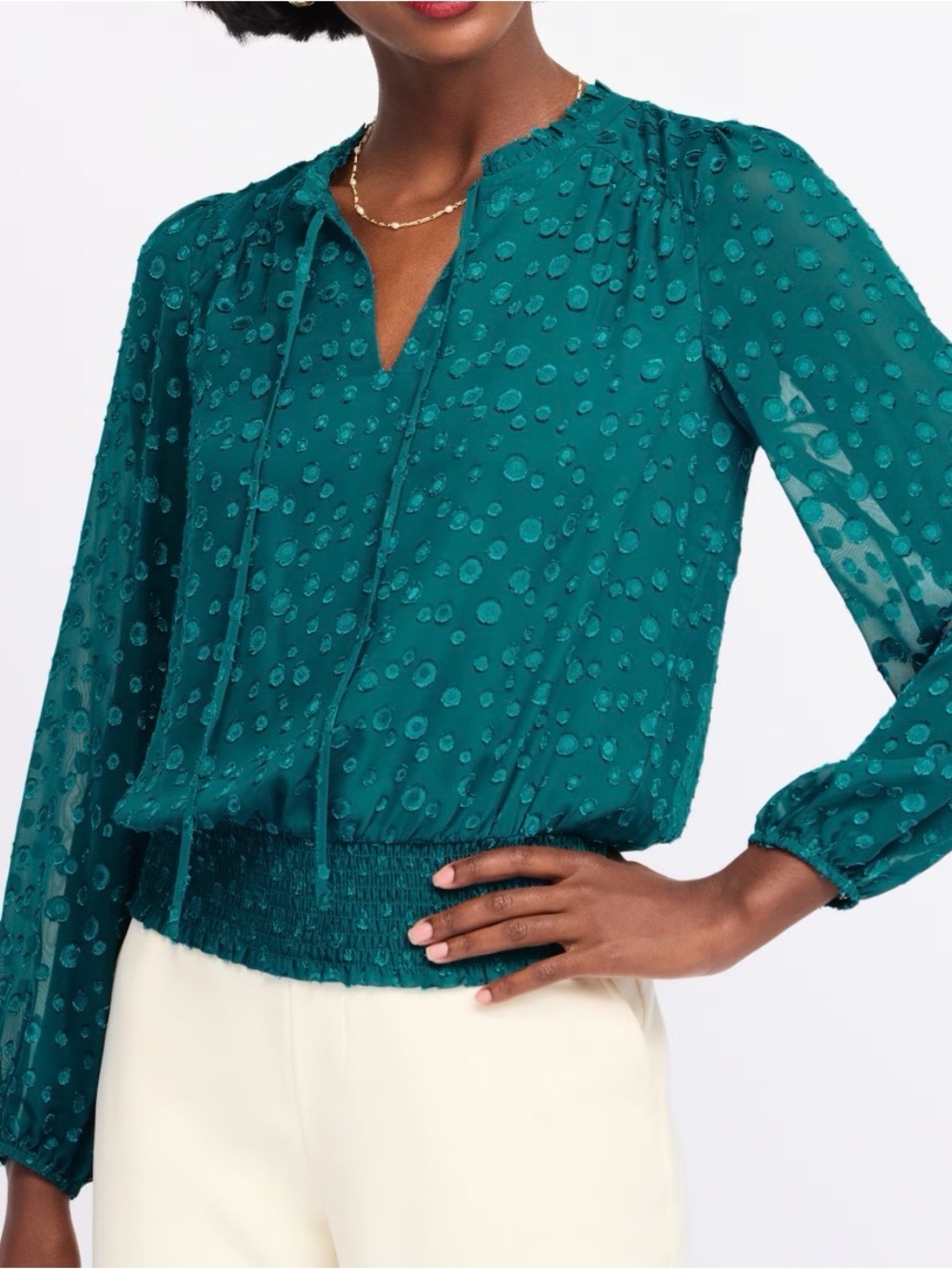 Les Serein Jordan Smocked Waist Top